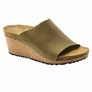 Birkenstock New w/o Box Papillio Namica Mud Green Rivets Nubuck
Leather Narrow
